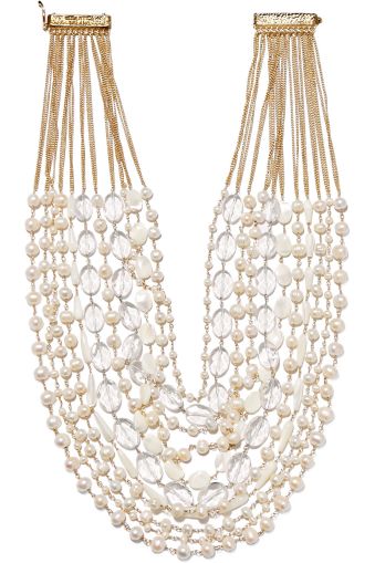 Necklace from white gold with crystals and pearls VODRICH