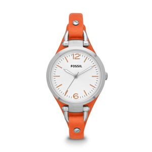  Georgia Three Hand Leather Watch - Orange 