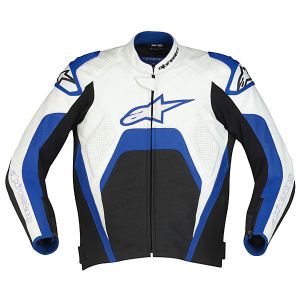 Alpinestars Tech 1-R Leather Jacket - White/Blue